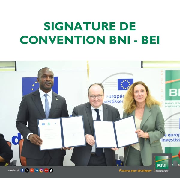 LA BNI ET LA BEI SIGNENT UN PARTENARIAT POUR PROMOUVOIR LE CACAO DURABLE ET L'EMPLOI DES JEUNES EN COTE D'IVOIRE