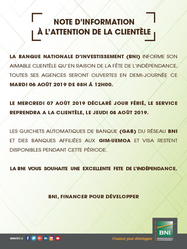 Jour Férié - Indépendance