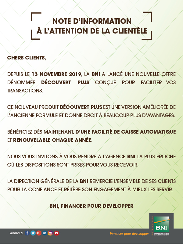 Communiqué Découvert Plus
