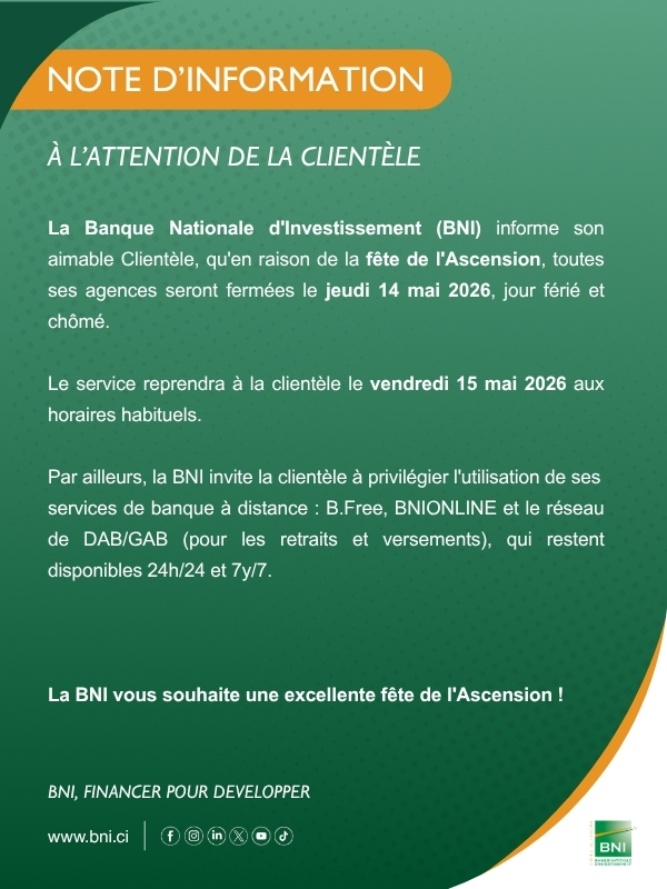 NOTE D'INFORMATION - FETE DE L'ASCENSION