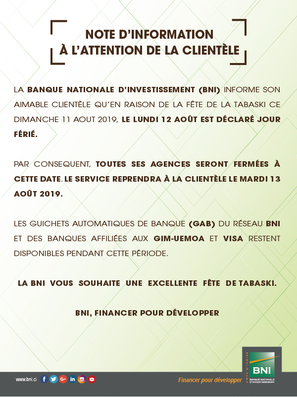 Jour Férié - Tabaski