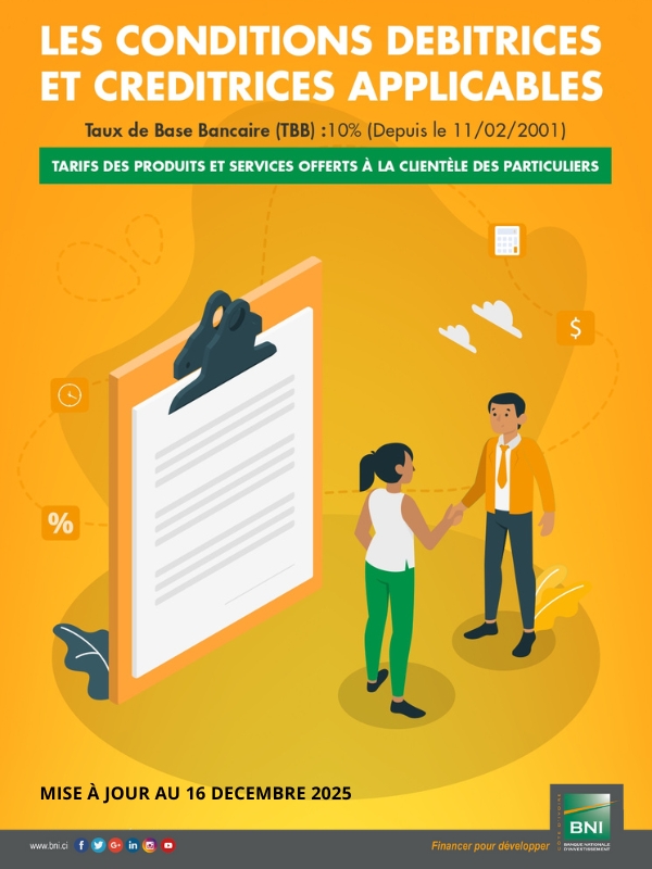 CONDITIONS DE BANQUE POUR LES PARTICULIERS (MAJ 16 DÉCEMBRE 2025)