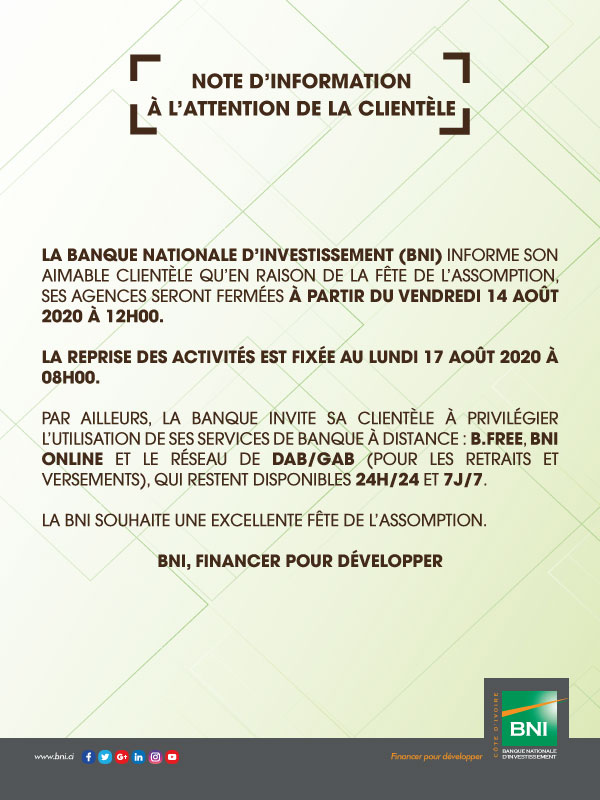 Communiqué Férié Assomption