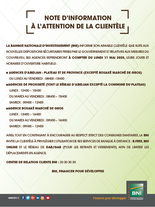 Réaménagement horaires agences