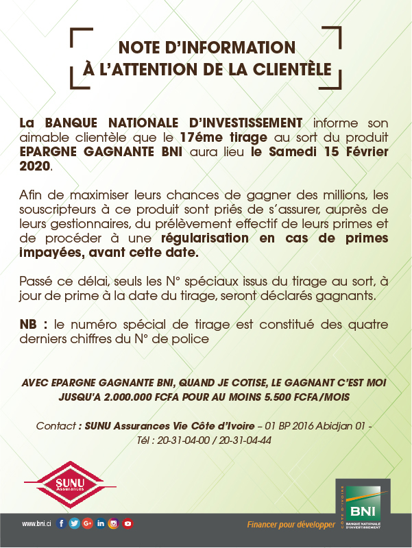 Communiqué Épargne Gagnante