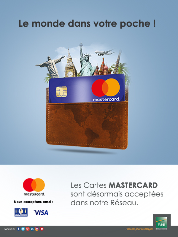 Les cartes MasterCard acceptées dans le réseau GAB BNI