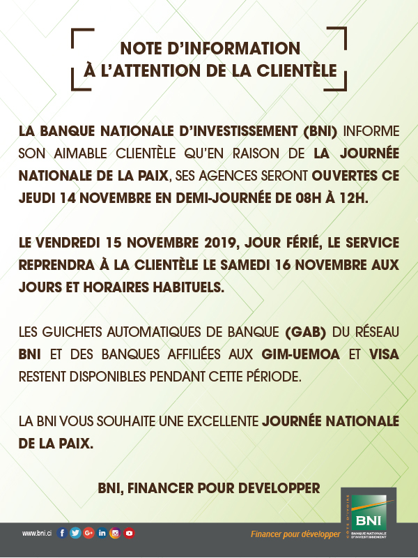 Jour Férié - Fête nationale de la Paix